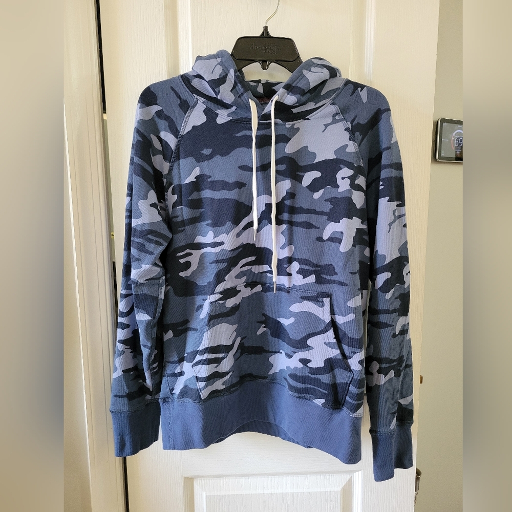 Todd Snyder Men's Navy Batik Camo Hoodie Pouch Pocket Regular Fit Size Medium
